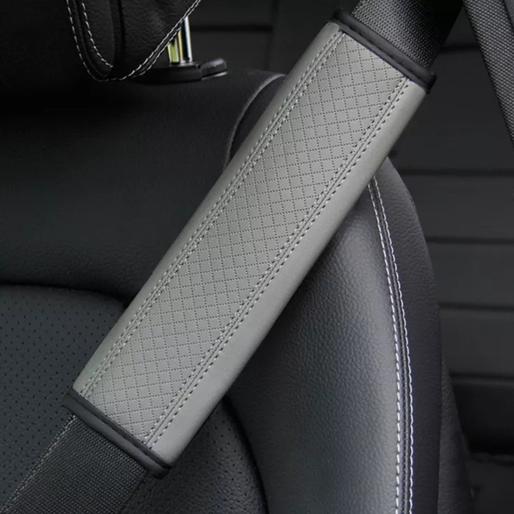 2PCS Car Seat Belt Shoulder Protection Cover Leather Embossed Soft Comfortable