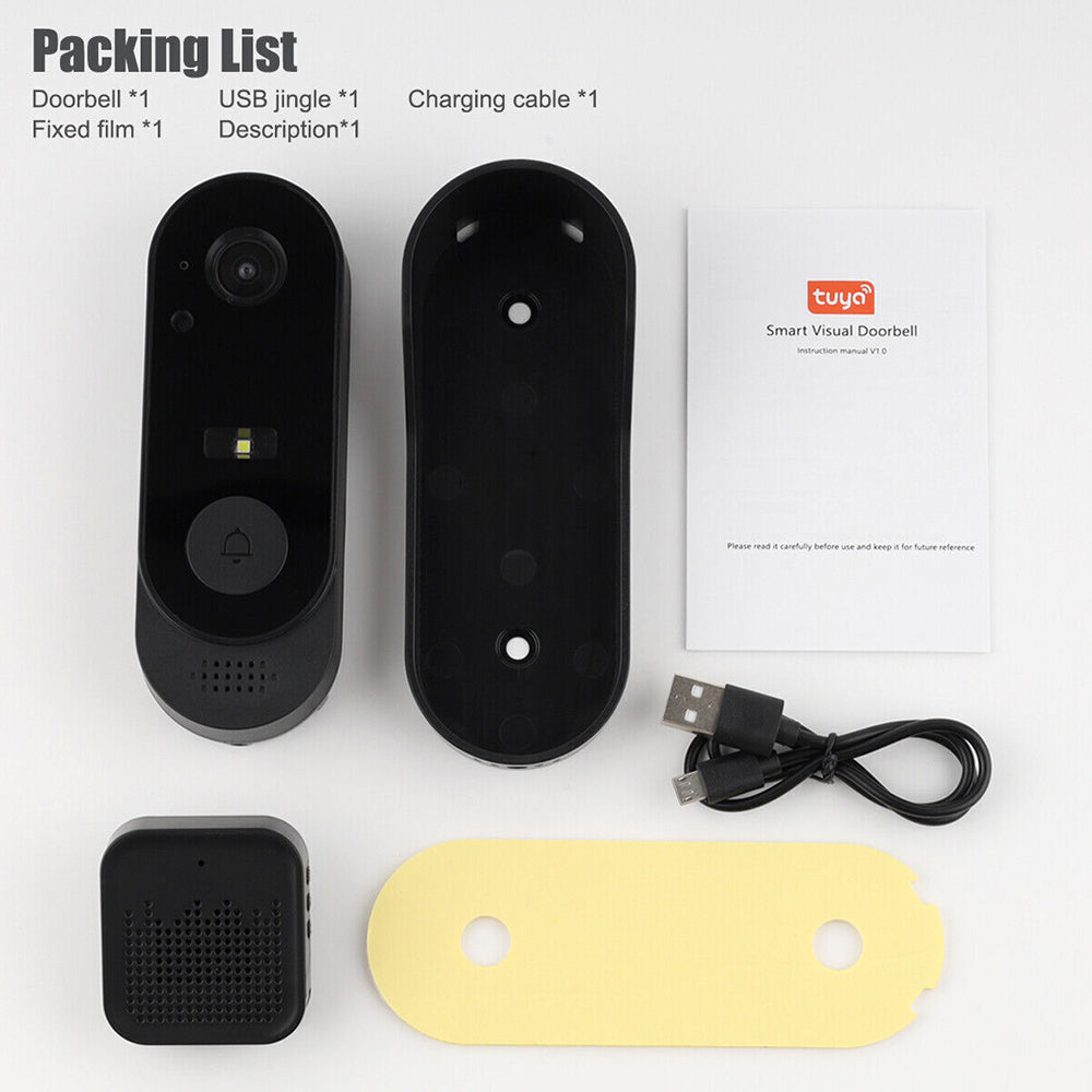 Wireless Smart Video Doorbell WiFi Tuya Security Camera Bell Phone Door Ring