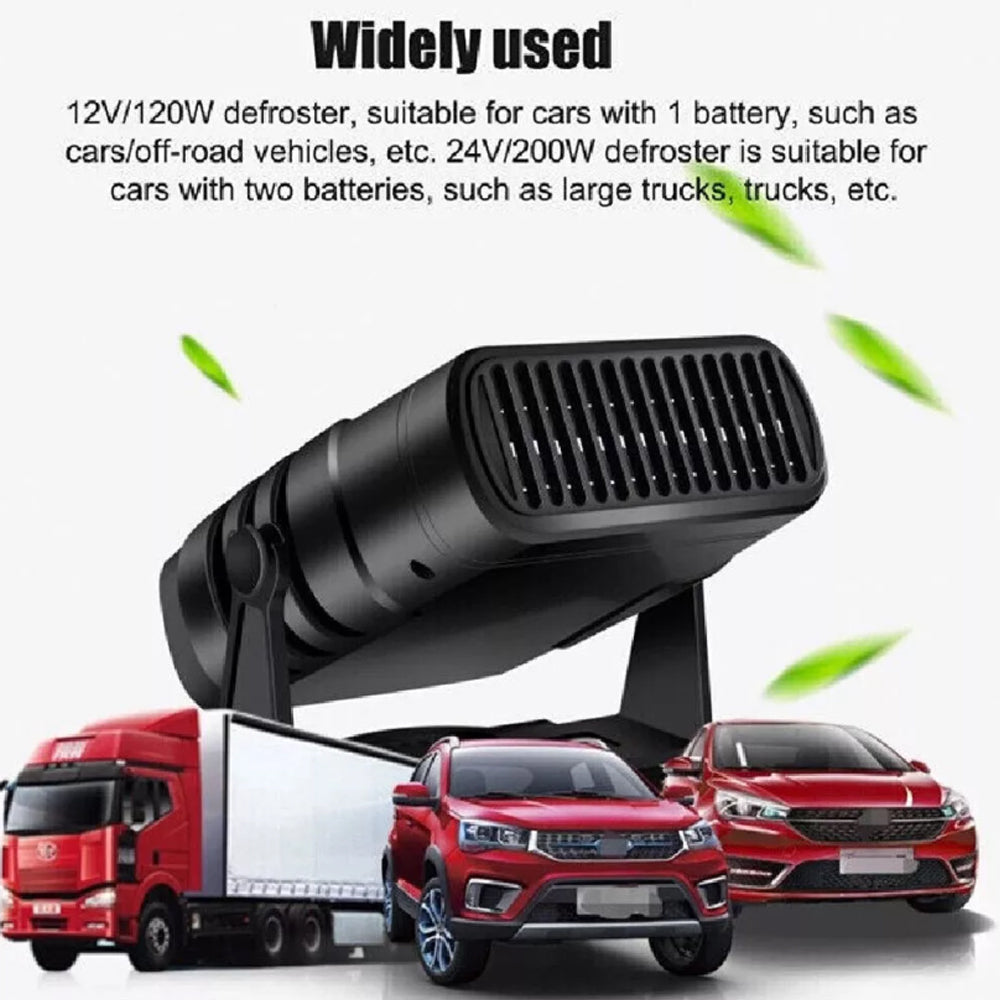 24V Car Fan Heater Portable Vehicle Heating Windscreen Defroster Demister 200W
