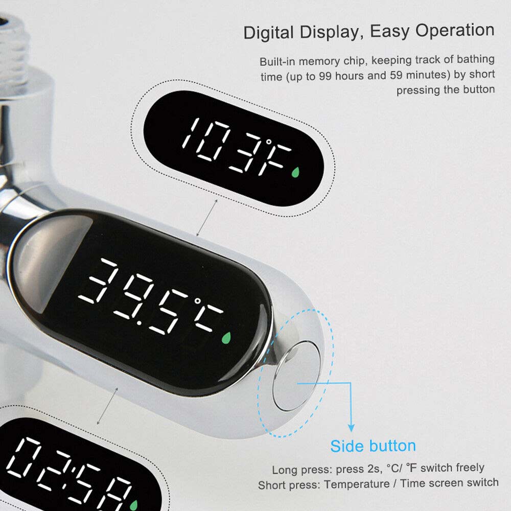 Digital Shower Thermometer Kitchen Bath Water ℃/℉ Selection Temperature Monitor