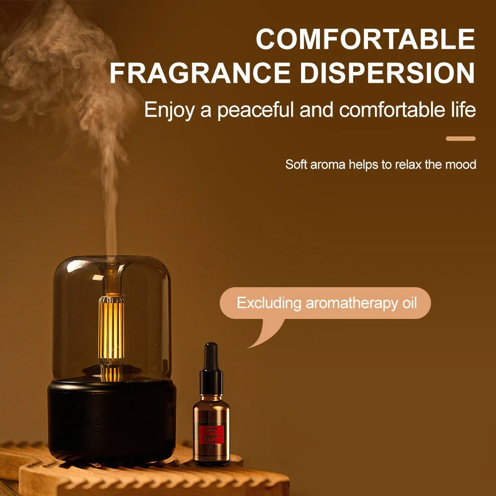 Black Vintage USB Candlelight Aroma Diffuser - 120ml Essential Oil Humidifier
