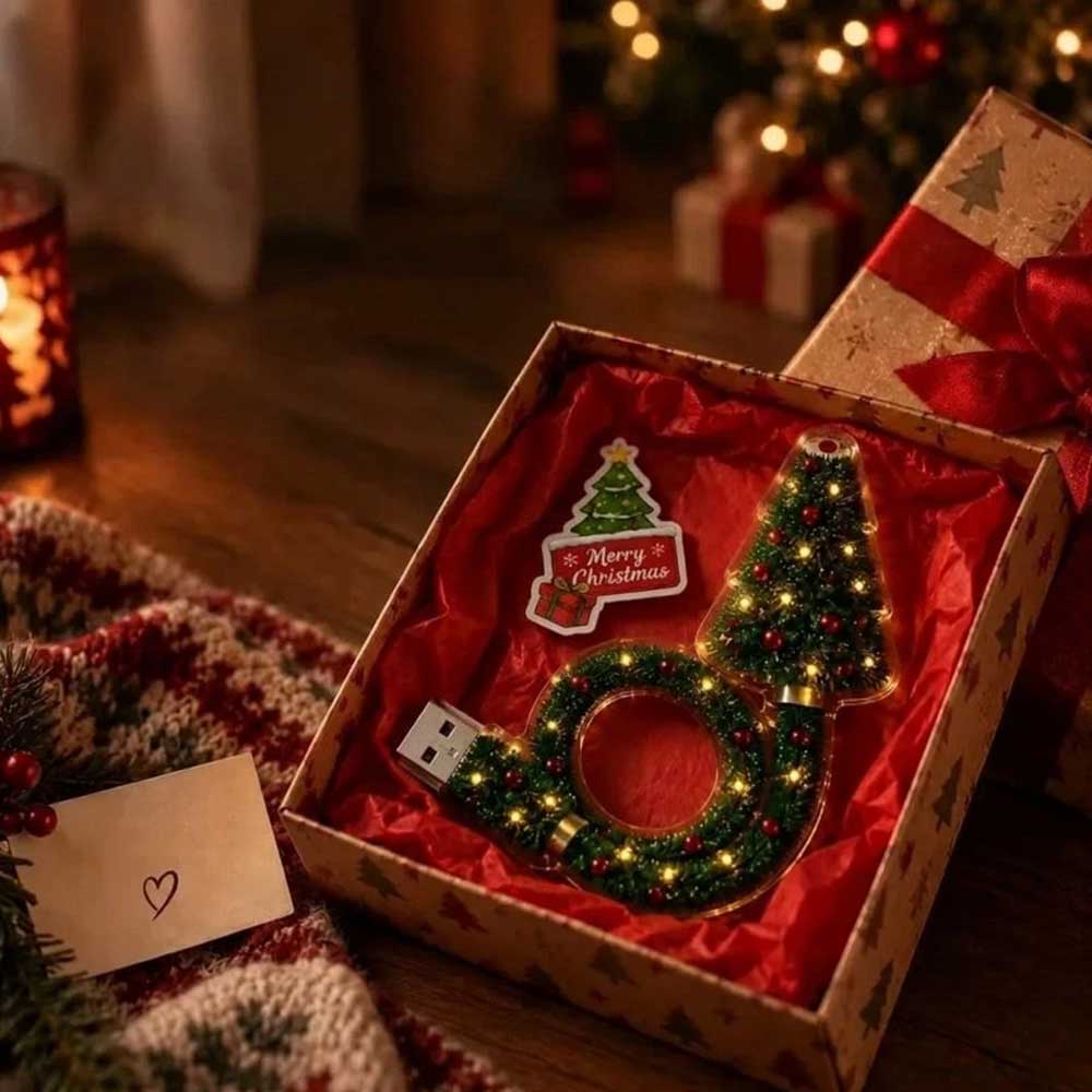 Christmas Projection Light – Santa & Tree USB LED Holiday Night Lamp