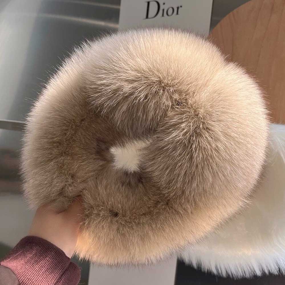 Fox Fur Earmuffs - Full Cover Warm Earflap Headband with Fur Collar