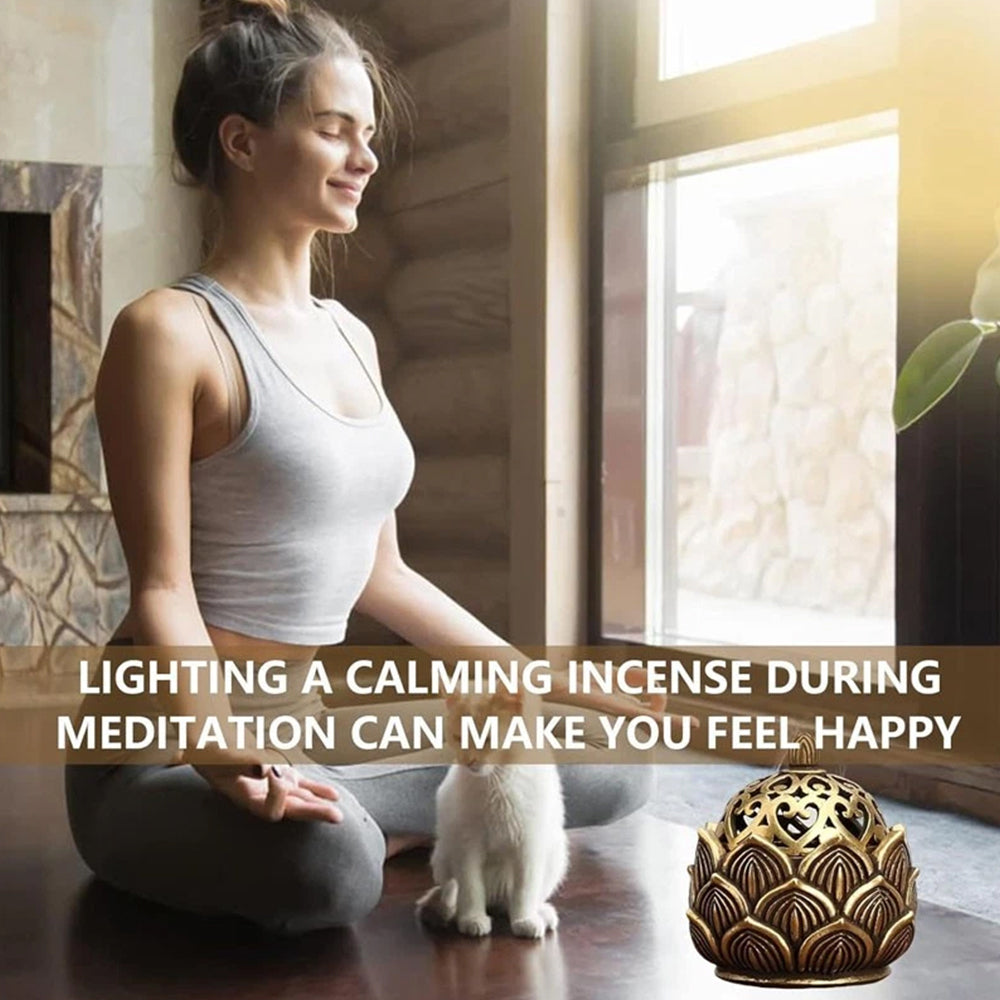 2-Piece Small Lotus Incense Burner Set – Elegant Holder for Sticks and Cones