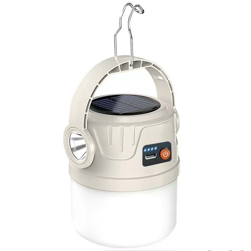 Solar Camping Lantern Flashlight - LED USB Rechargeable Tent Light for Outdoor Use
