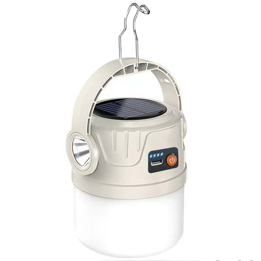 Solar Camping Lantern Flashlight - LED USB Rechargeable Tent Light for Outdoor Use