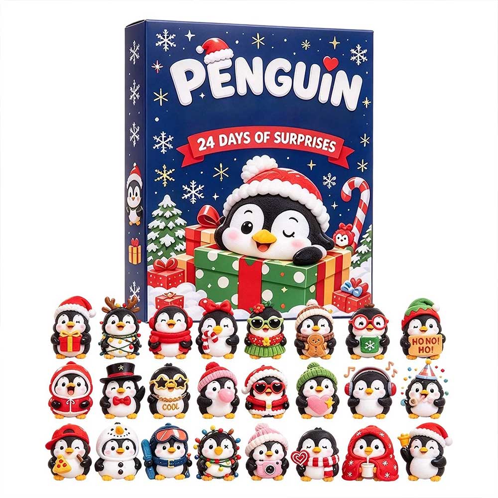 Christmas Countdown Calendar – 24-Day 3D Penguin Animal Figure Decor Set