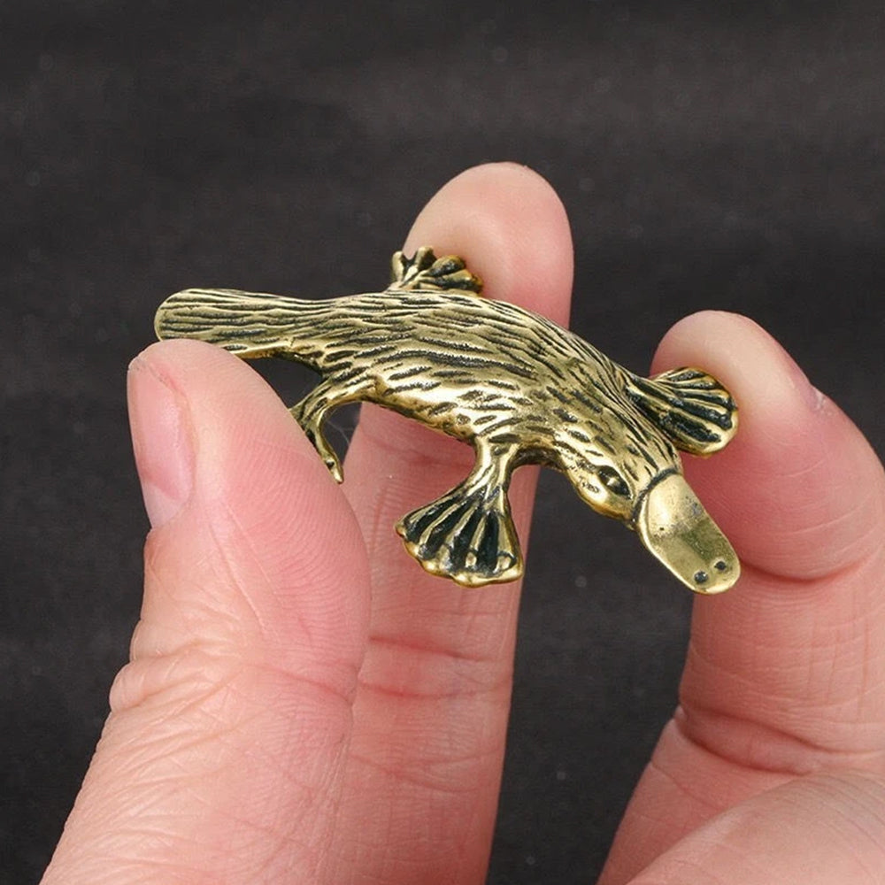 2x Brass Platypus Statue - Tea Pet Figurine Home Desktop Decor Ornaments