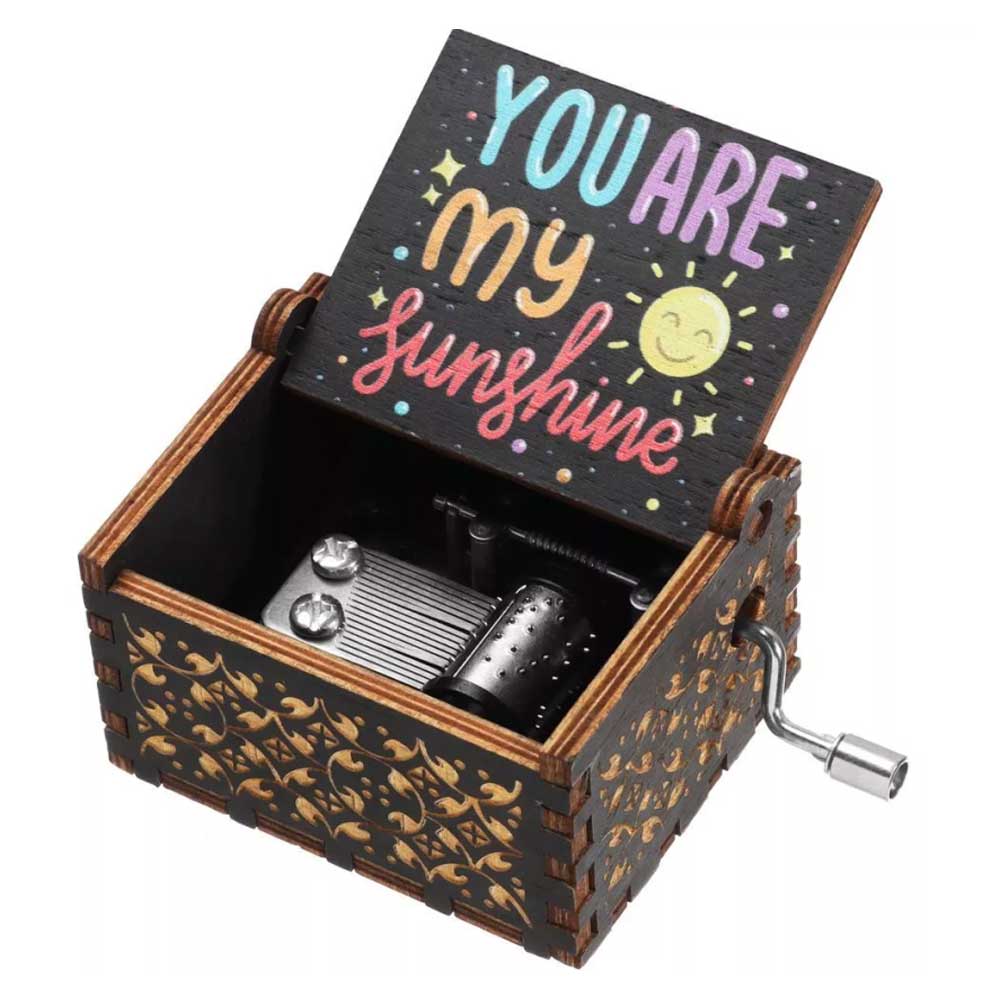 Gifts Hand-Cranked You are My Sunshine Music Box Musical Boxes Black Engraved
