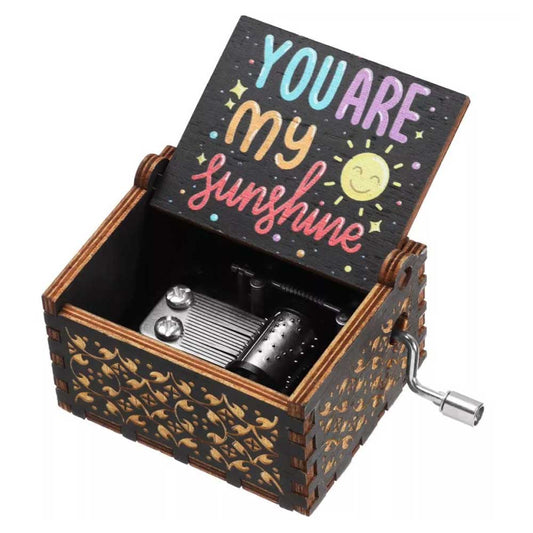 Gifts Hand-Cranked You are My Sunshine Music Box Musical Boxes Black Engraved