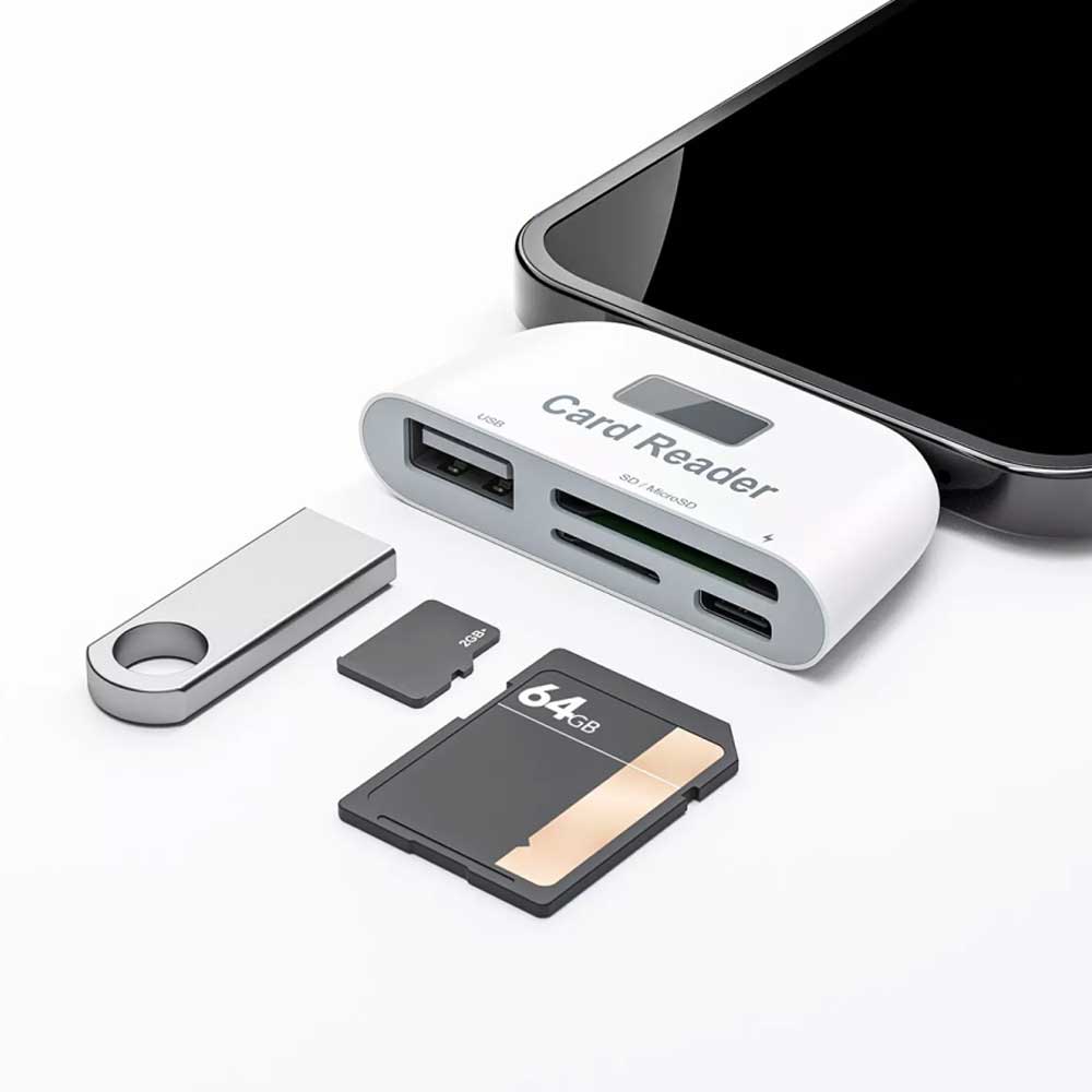 4-in-1 USB SD TF Card Memory Card Reader OTG Adapter For iPhone 14 13 12 11 iPad
