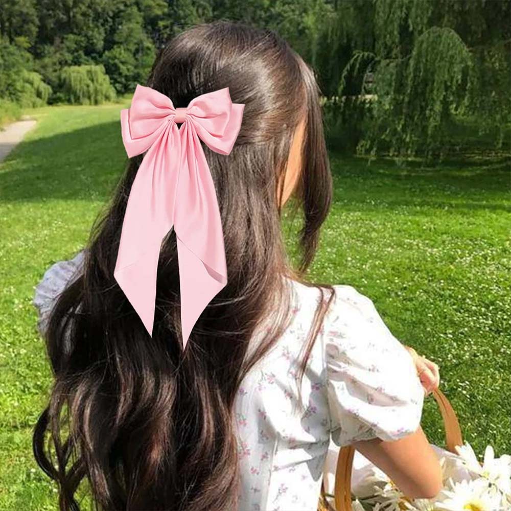 Large Bow Hair Clip – Satin Ribbon Barrette for Women & Girls, Hairpin Headwear