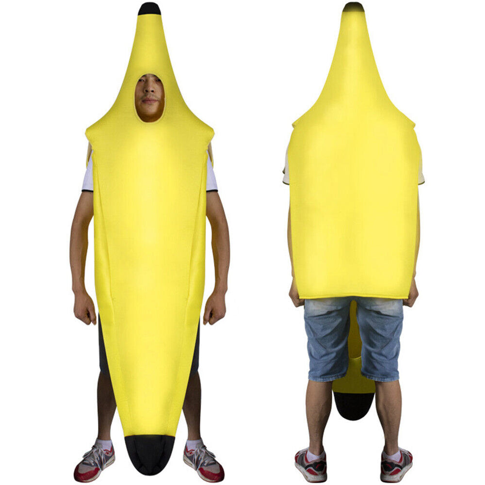 Halloween Banana Suit Dress Fancy Cosplay Costume Body Suit Outfit Adult Unisex