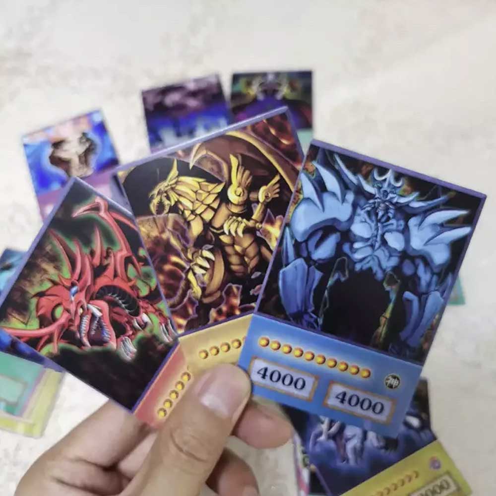 YUGİ 100Pcs Blue Eyes Dark Magician Exodia Obelisk RA Slifer Anime Style Cards