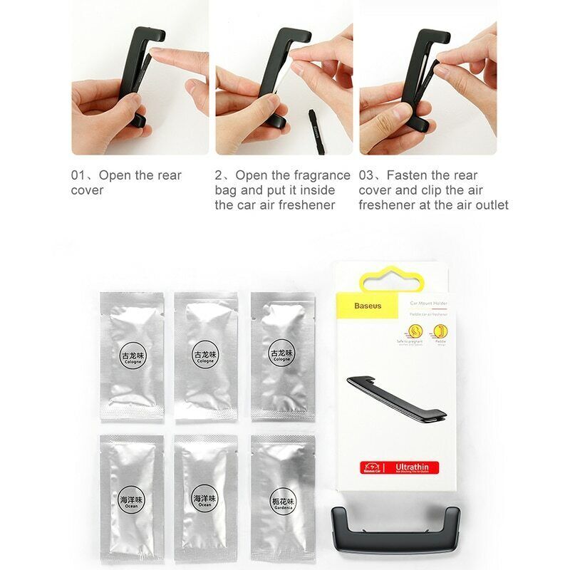 Car Vent Perfume Clip – 6 Fragrance Bars (Cologne/Marine/Gardenia) – Even Volatilization