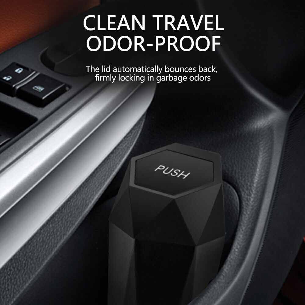 Mini Car Trash Can Bin Push with Lid Car Portable Garbage Can Car Accessories