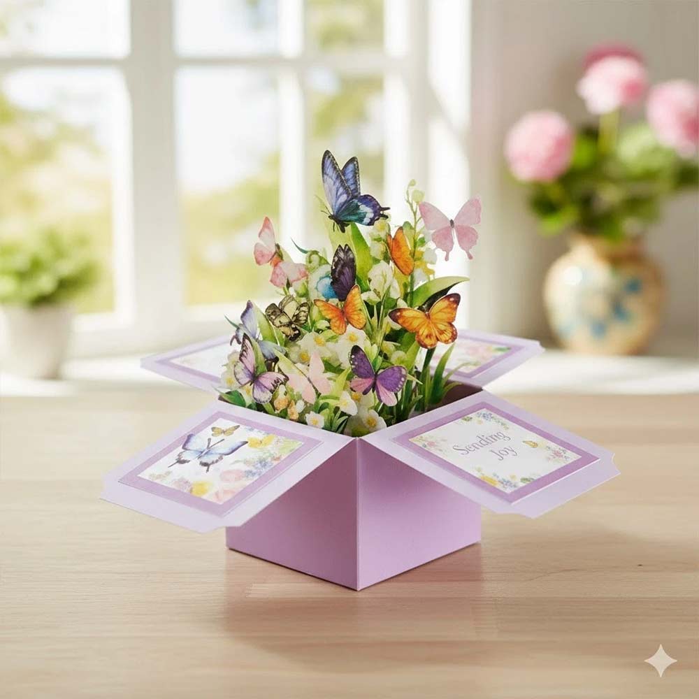 3D Pop-Up Birthday Card – Luxury Butterfly Floral Surprise for Mum, Daughter, Wife, Niece