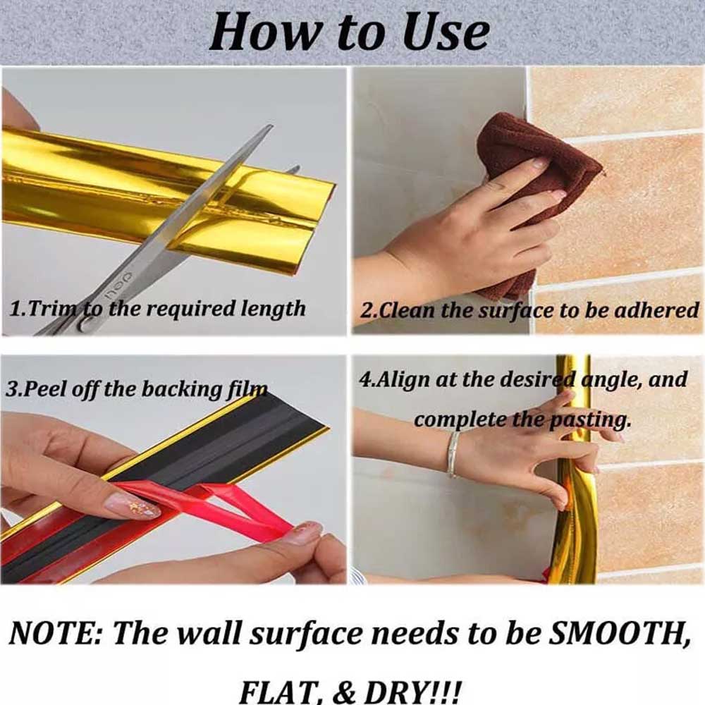 3m Self Adhesive Wall Edging Strip Flexible Corner Angle Trim Living Room Kitchen