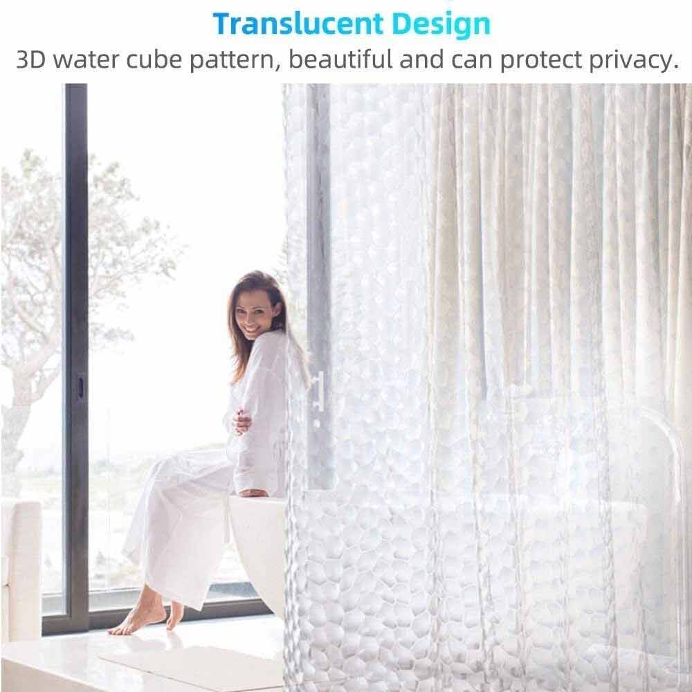Waterproof Shower Curtain – EVA Bath Curtain, Mildew Resistant 180x200cm