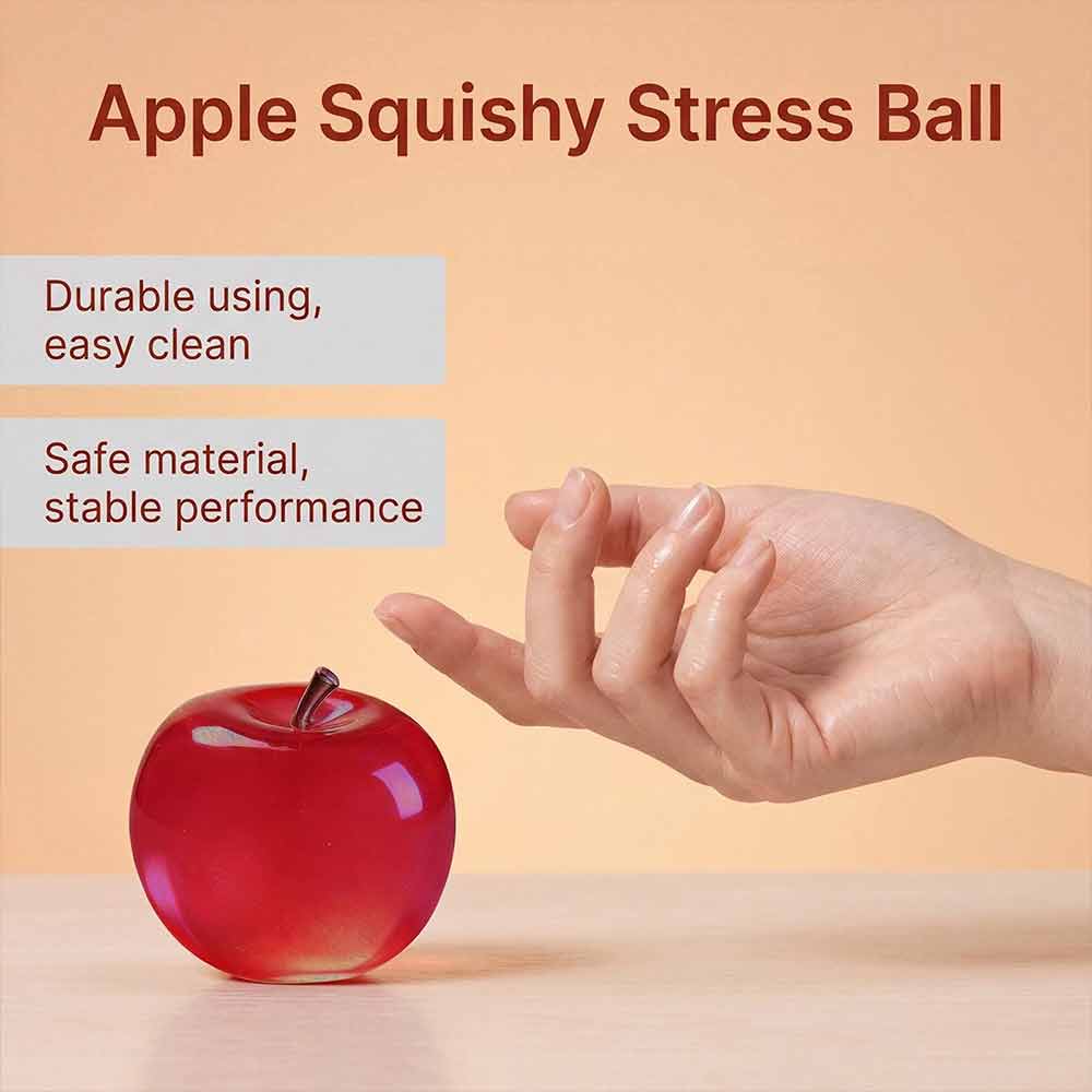 Apple Squishy Stress Ball – Red Fruit Fidget Sensory Toy for ADHD Anxiety