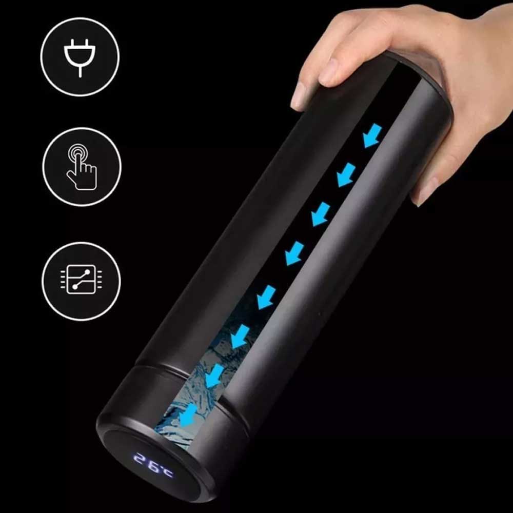 Stainless Steel Vacuum Cup Smart Insulated Mug Thermos Bottle LED Display 500ml