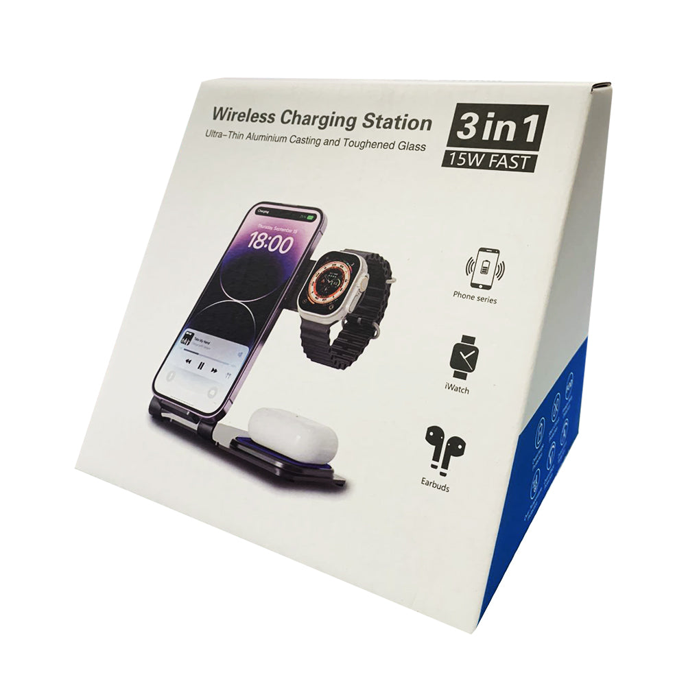 3 in 1 Wireless Charging Station (Black) 15W Aluminum Alloy