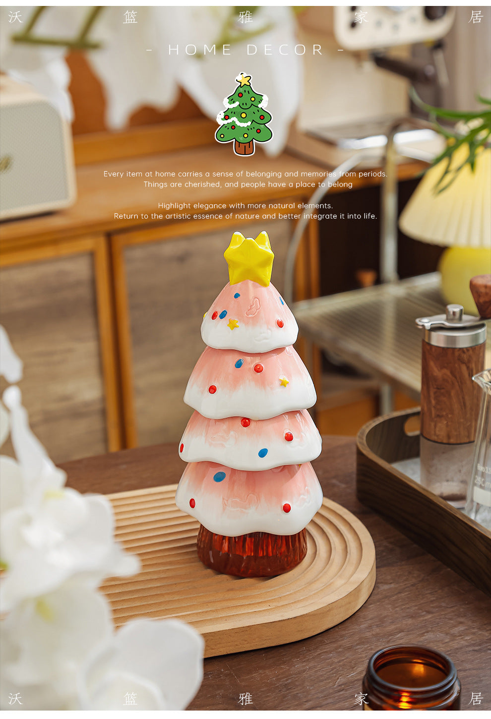 Stackable Christmas Tree Cup Set – 5PCS Hand-Painted Ceramic Tea Cups Gift