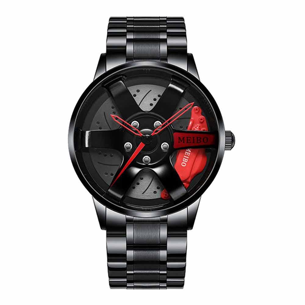 Mens Quartz Watch, Car Wheel Watch Fashion Sport Watch Mesh Rim Hub Wrist Watch