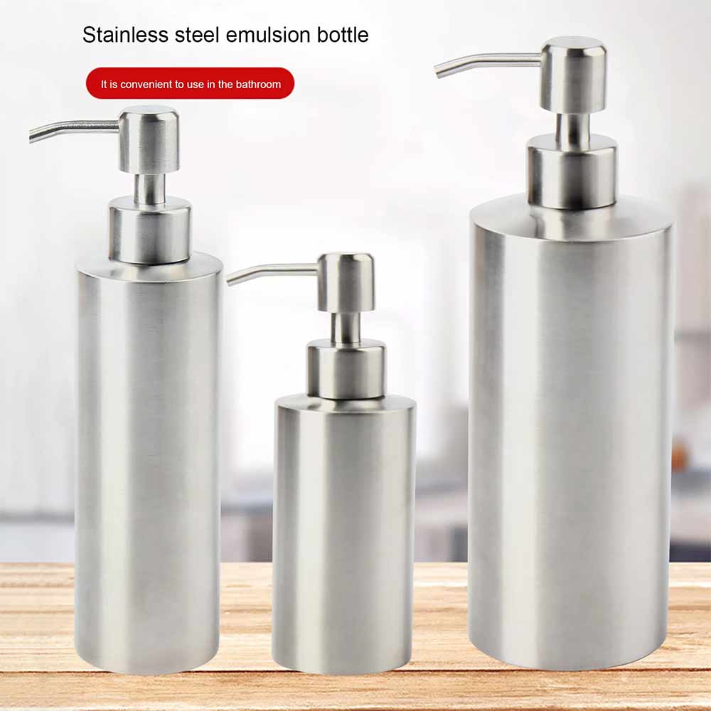 Stainless Steel Soap Dispenser Bottle Bathroom Shower Kitchen Shampoo Replace
