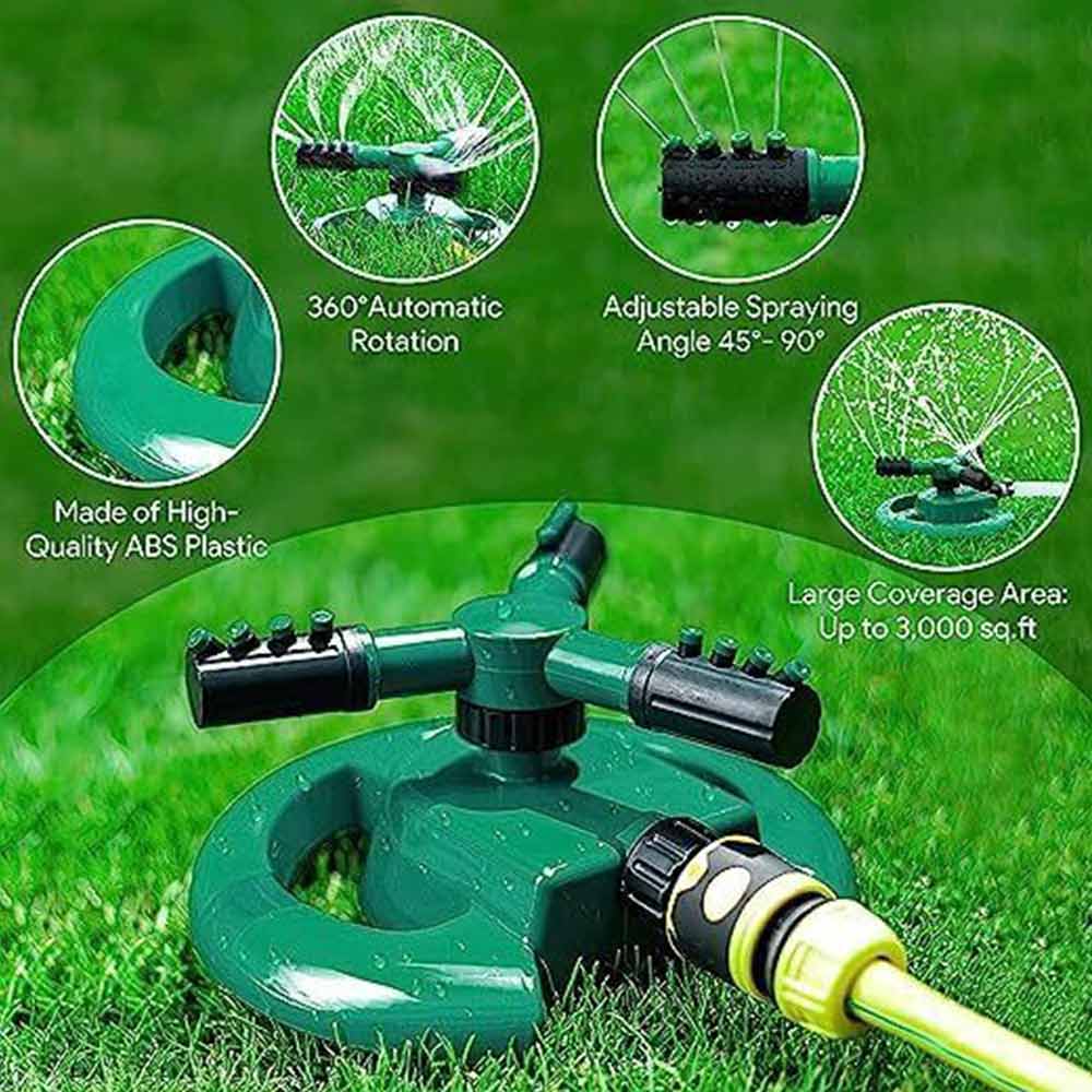 Garden Sprinkler Fork Spray Head Automatic 360 Degree Rotating Water Sprayer
