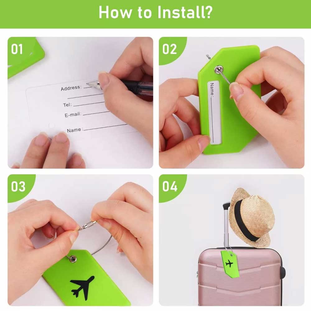 5pcs Luggage Tag Silicone Travel Baggage Suitcase Identity Address Name Label