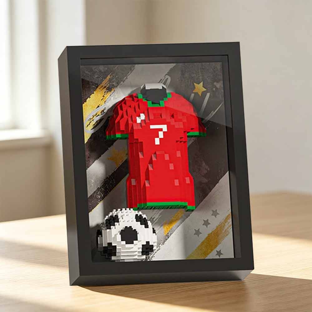Football Jersey Brick Art Frame – 3D Block Display, Wall Desk Fan Gift