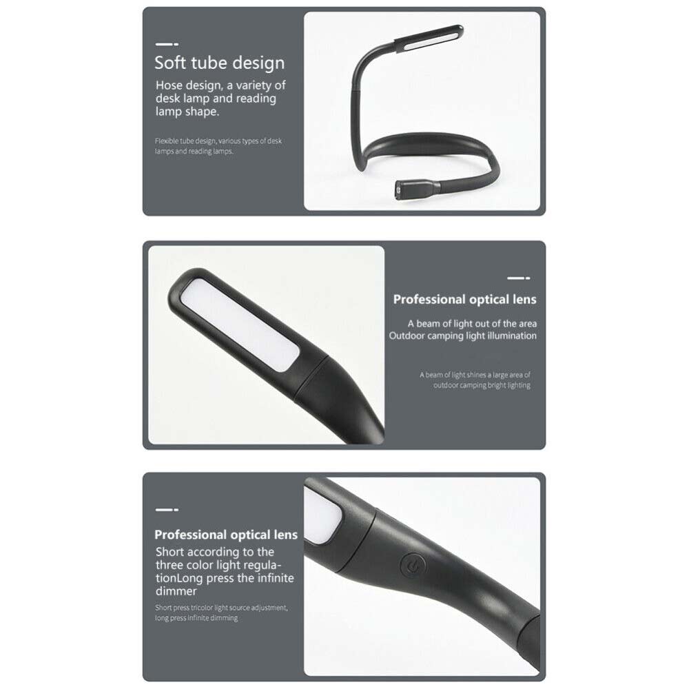 2000mah LED Neck Reading Light Flexible USB Rechargeable Hand Free Bed Nigh Lamp