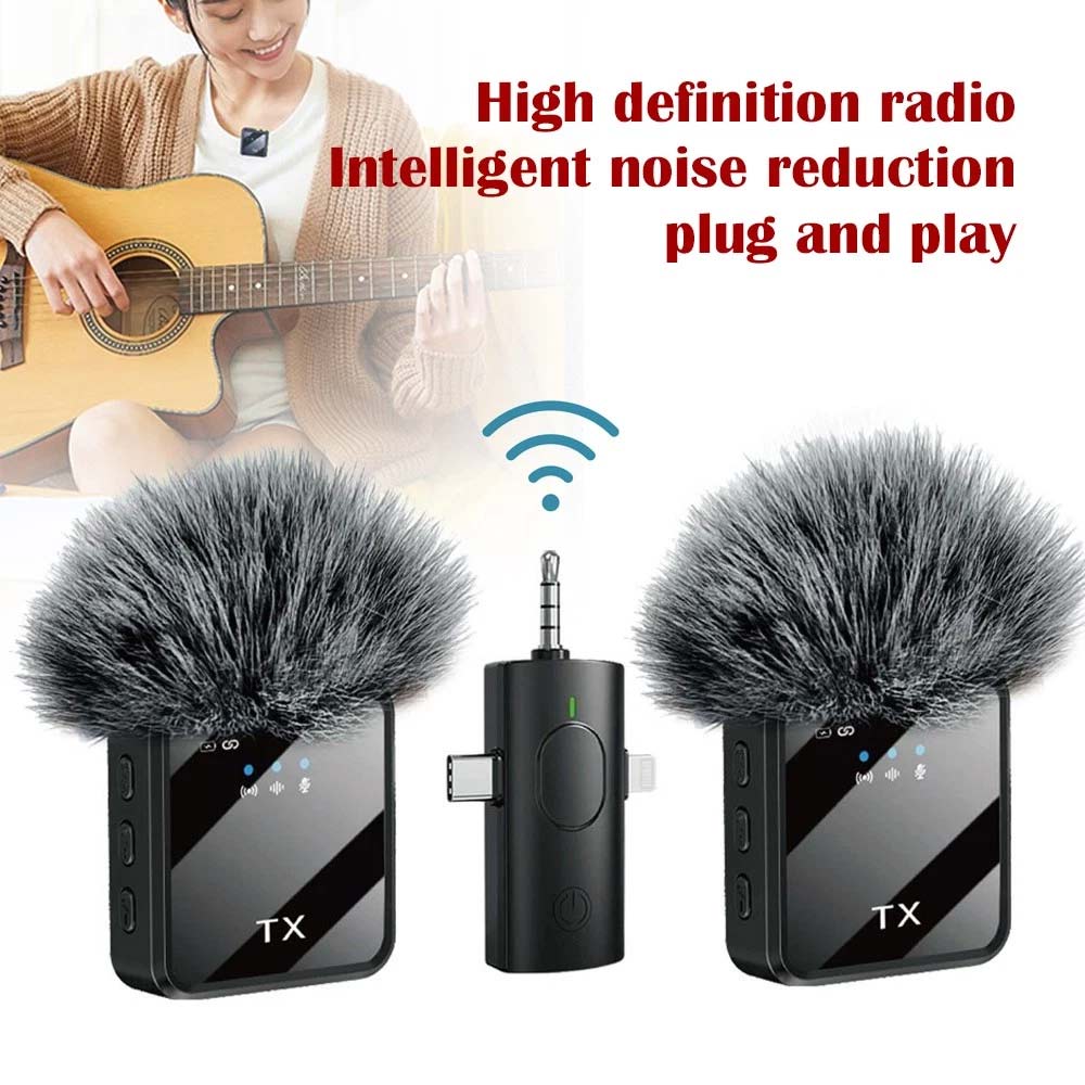 Dual Wireless Lavalier Microphone - Plug & Play Lapel Mic for iPhone, Android, Camera