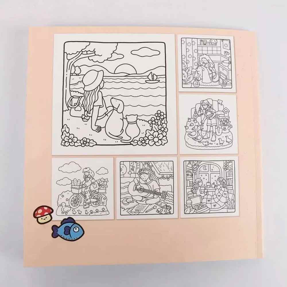 Girl Moments Coloring Book – Cute Cozy Daily Scenes for Adults & Teens
