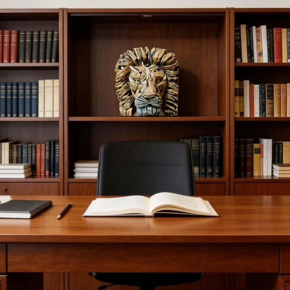 Resin Lion Head – Home Decor Sculpture, Contemporary Animal Ornament for Table Display
