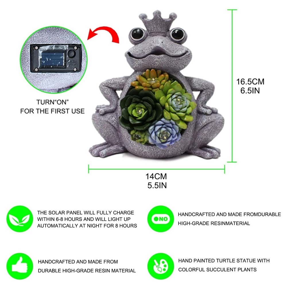 Solar Powered Light Up Fantasy Frog Garden Ornament - Outdoor LED Decor