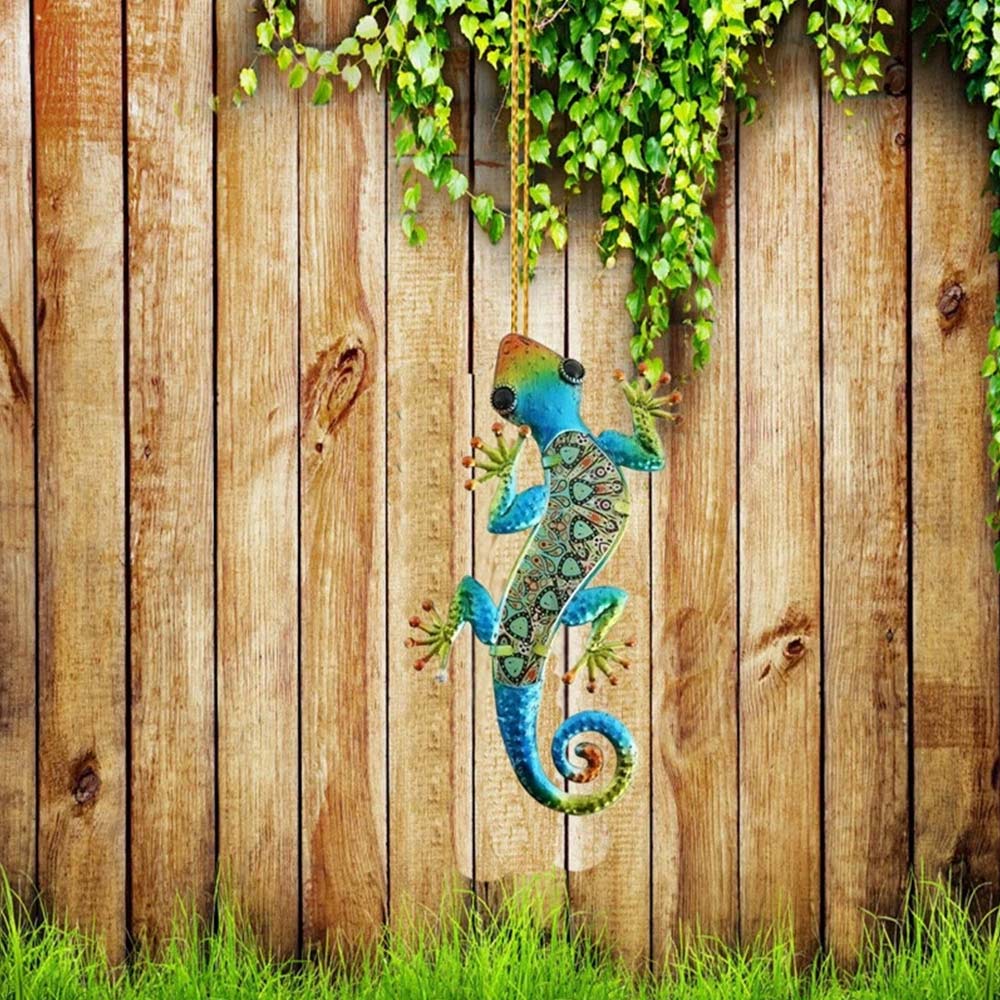 4X Colourful Gecko Garden Art – Acrylic Lizard Wall Hanging Fence Ornament Decor