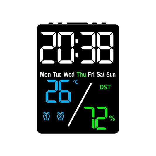 LED 3 Color Digital Wall Clock Wall Time Temperature Humidity Display