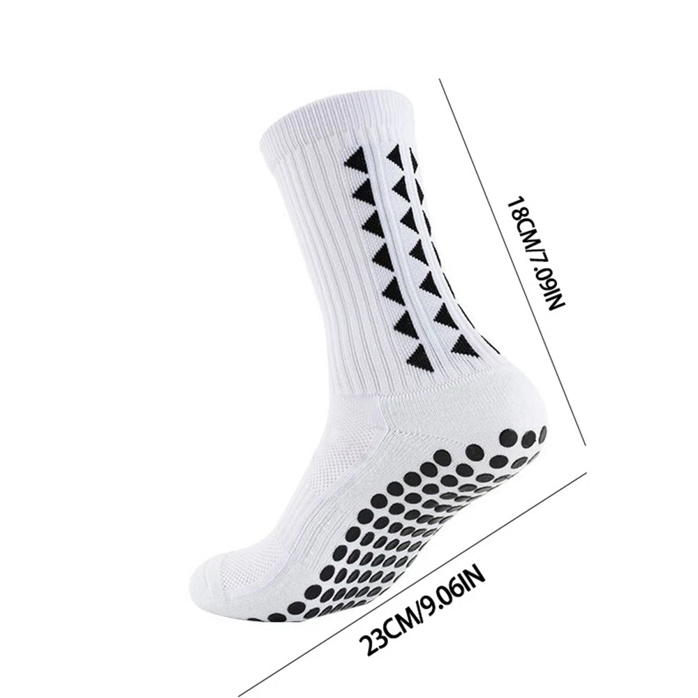 4-Pair White Non-Slip Grip Socks | Football Rugby Training Sports Socks for Men & Women