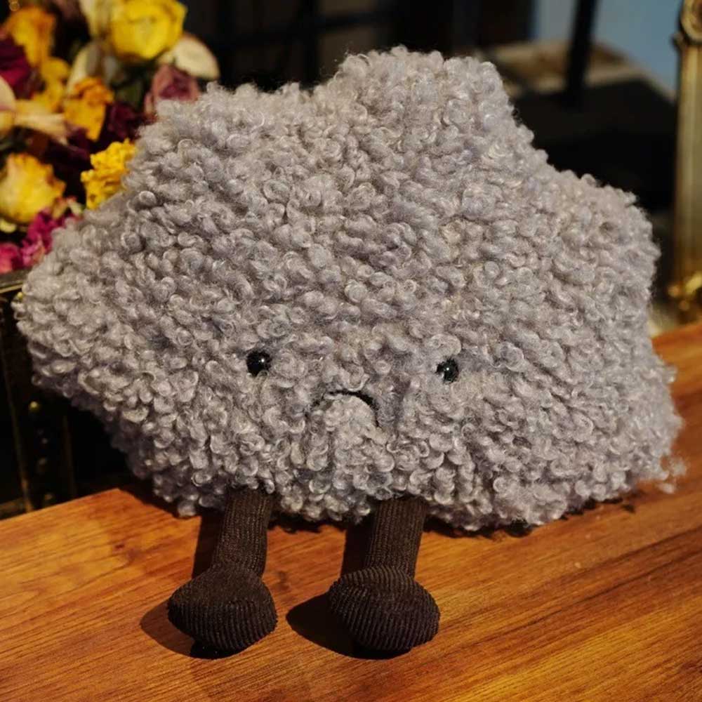 Amuseables Storm Cloud Plush – Grumpy Grey Cloud Soft Toy with Character Face & Legs