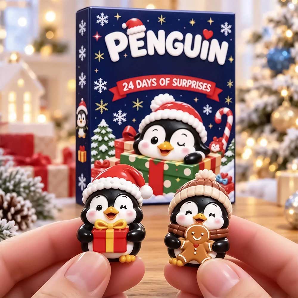 Christmas Countdown Calendar – 24-Day 3D Penguin Animal Figure Decor Set