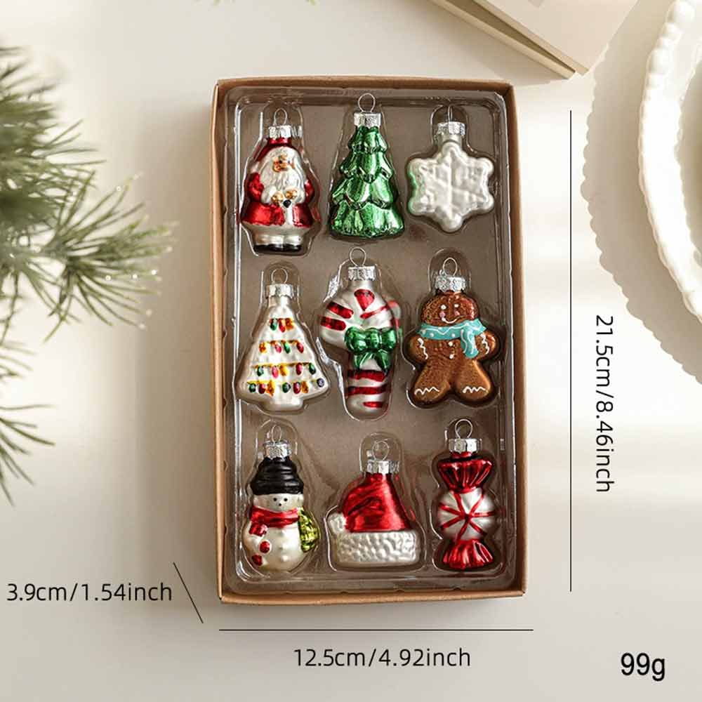 Mini Glass Christmas Ornaments – Novelty Hanging Baubles Set for Tree Decor