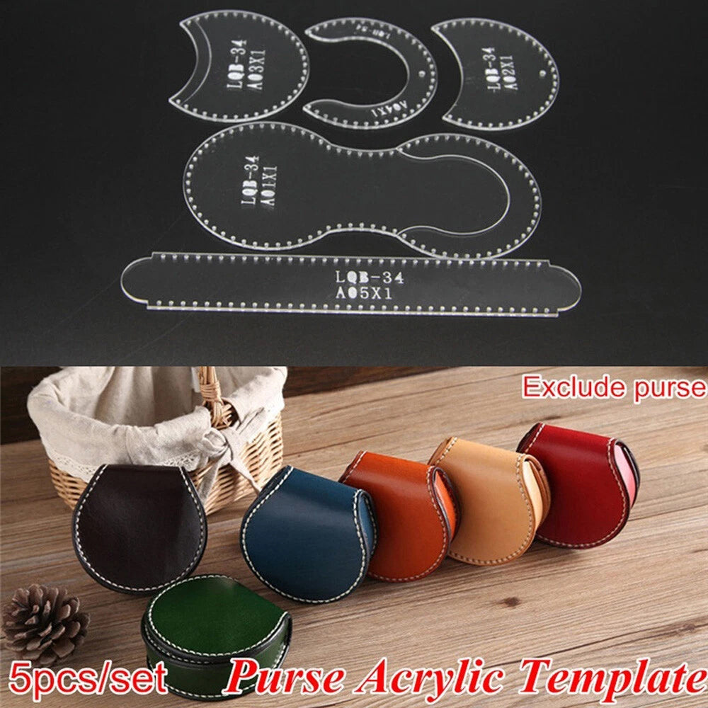 5pcs DIY Leather Wallet Template - Acrylic Stencil for Coin Purse Crafting