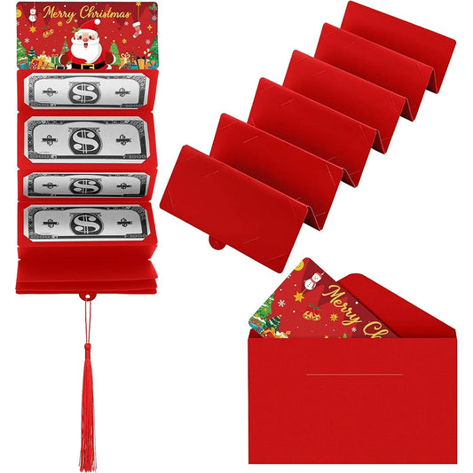 6-Pack Christmas Money Envelopes - Santa Design, 10-Slot Cash & Card Holder