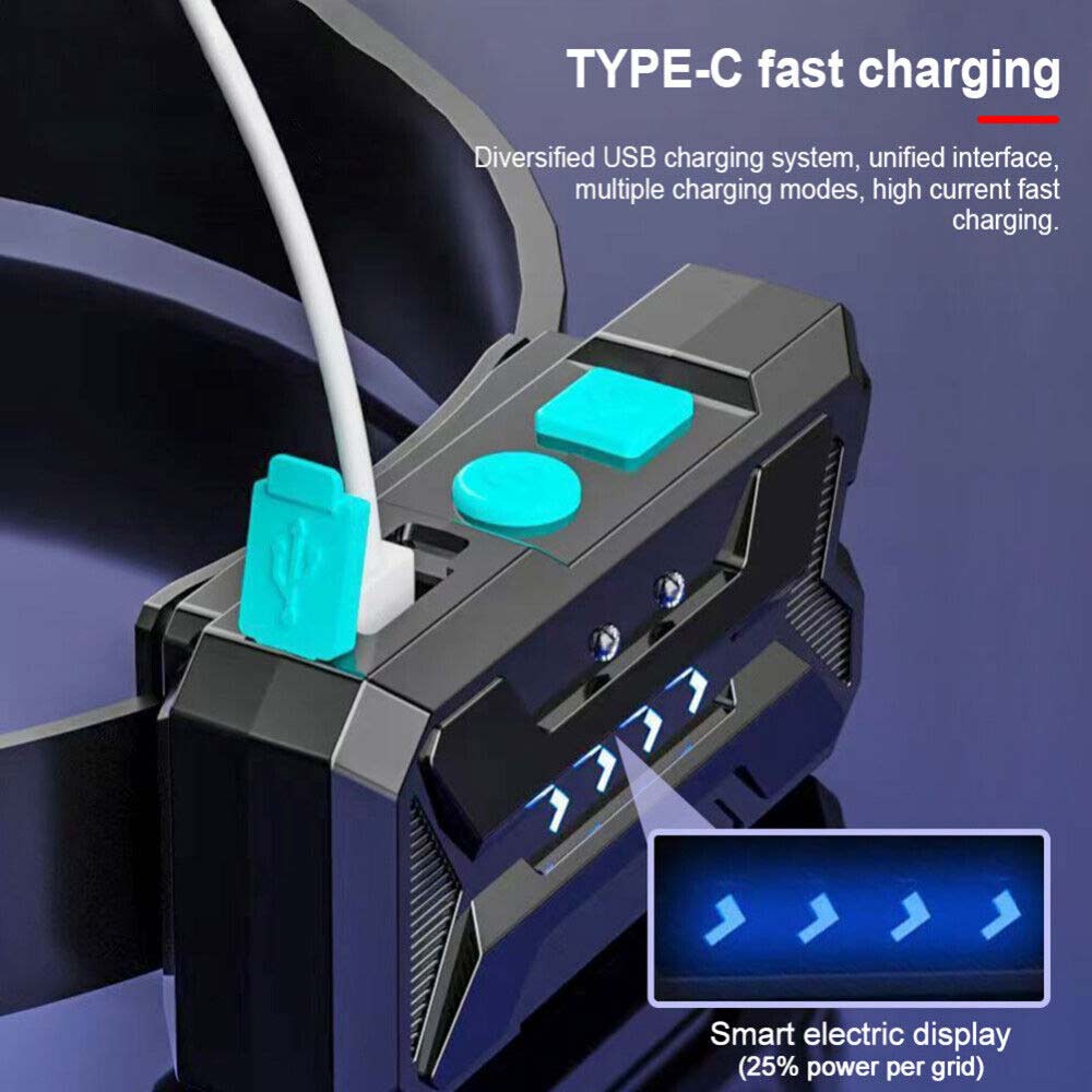 COB LED Headlamp Motion Sensor Head Torch Light USB Rechargeable Headlight