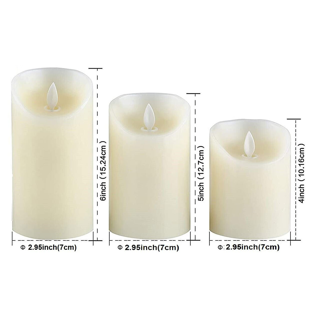 3Pcs Flameless LED Candles Battery Operated Flickering Flame Remote Control Gift