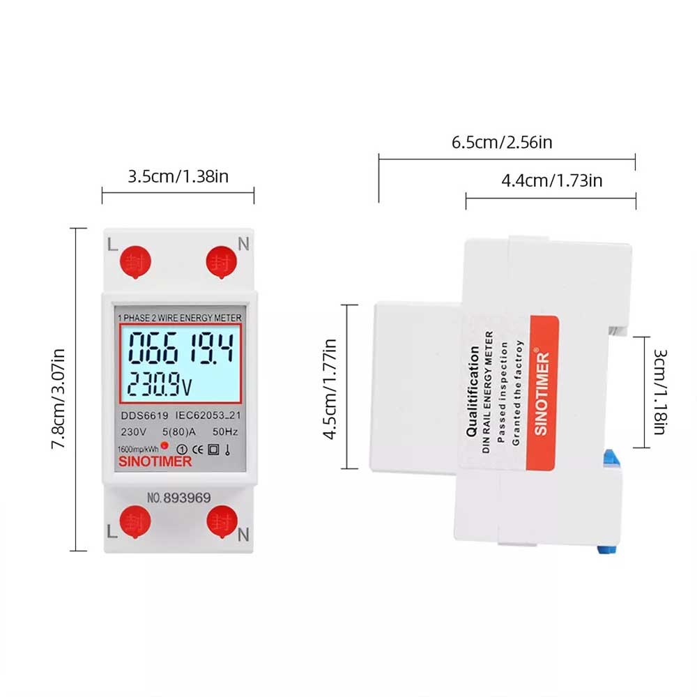 Digital KWH Electric Meter LCD Display 220V 230V Power Meter 50 60Hz for Indoor