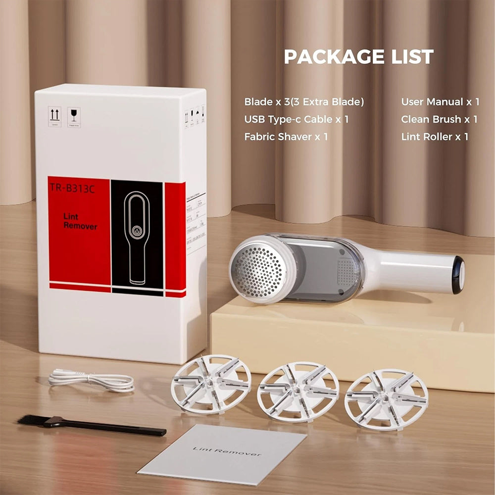 Electric Lint Remover - Clothes Bobble Fabric Shaver with LED Display, 6 Blades