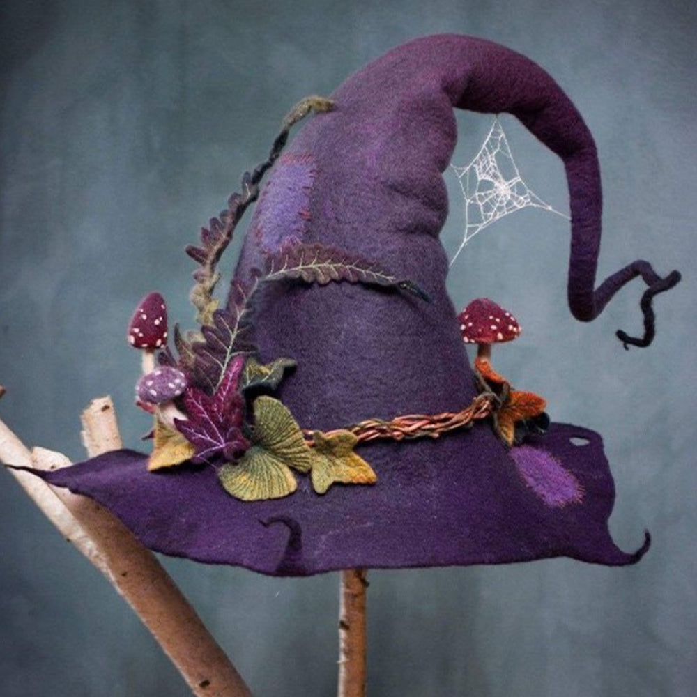 Halloween Party Felt Witch Hat Adjustable Party Witch Hat Cosplay Prop